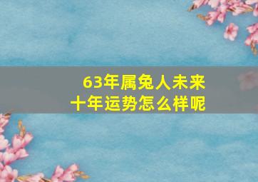 63年属兔人未来十年运势怎么样呢