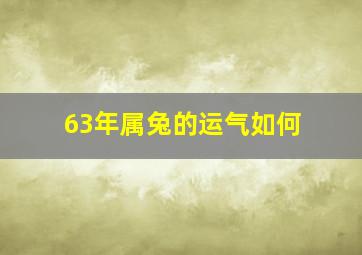 63年属兔的运气如何