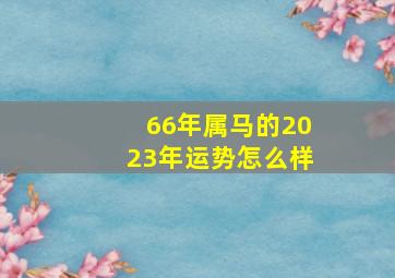 66年属马的2023年运势怎么样