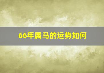 66年属马的运势如何