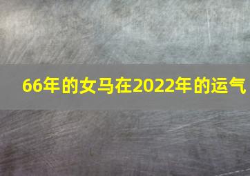 66年的女马在2022年的运气