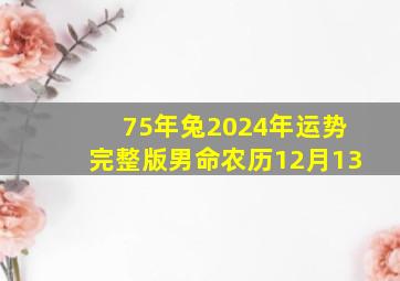 75年兔2024年运势完整版男命农历12月13