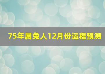 75年属兔人12月份运程预测