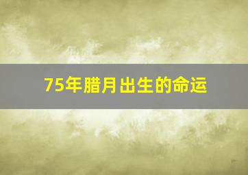 75年腊月出生的命运