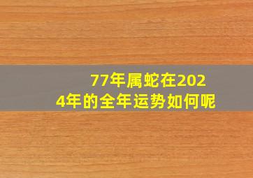 77年属蛇在2024年的全年运势如何呢