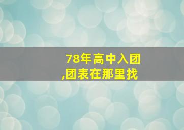 78年高中入团,团表在那里找