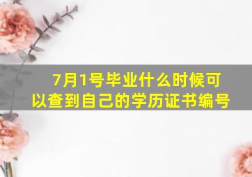 7月1号毕业什么时候可以查到自己的学历证书编号