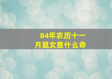 84年农历十一月鼠女是什么命