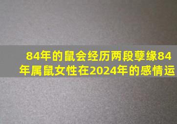 84年的鼠会经历两段孽缘84年属鼠女性在2024年的感情运