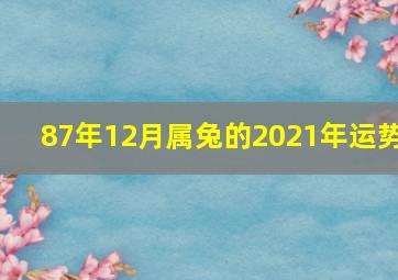 87年12月属兔的2021年运势