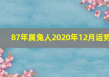 87年属兔人2020年12月运势