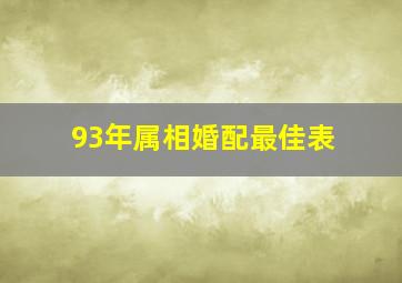 93年属相婚配最佳表