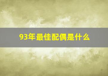 93年最佳配偶是什么