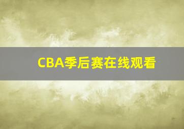 CBA季后赛在线观看