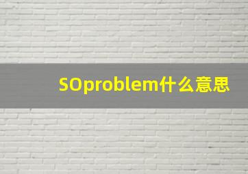 SOproblem什么意思