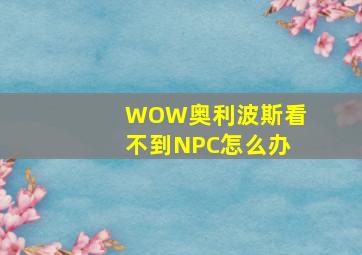 WOW奥利波斯看不到NPC怎么办