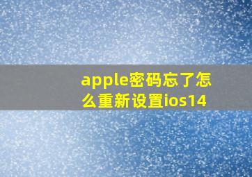 apple密码忘了怎么重新设置ios14