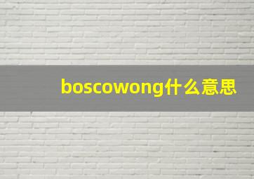 boscowong什么意思