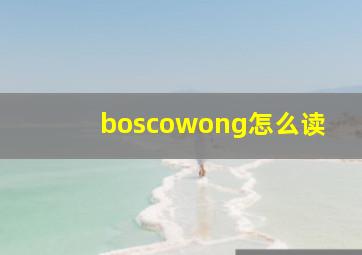 boscowong怎么读