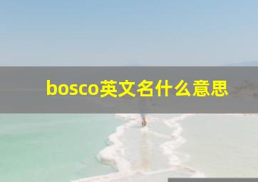 bosco英文名什么意思