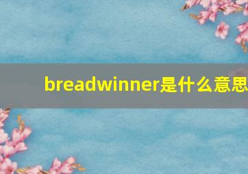 breadwinner是什么意思