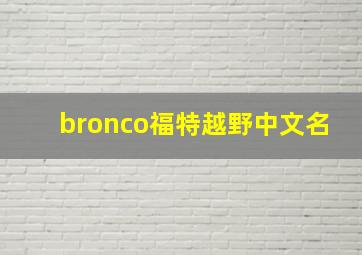 bronco福特越野中文名