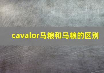 cavalor马粮和马粮的区别