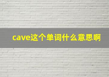 cave这个单词什么意思啊