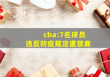 cba:7名球员违反防疫规定遭禁赛