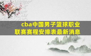 cba中国男子篮球职业联赛赛程安排表最新消息