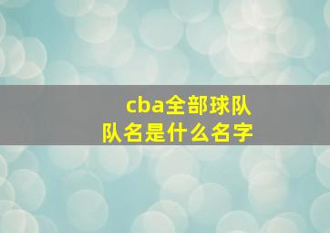 cba全部球队队名是什么名字