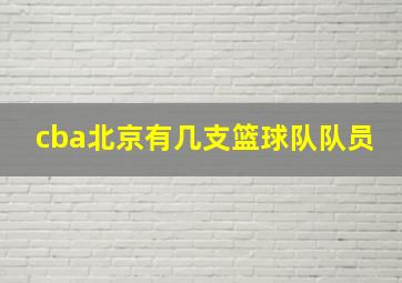 cba北京有几支篮球队队员