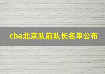 cba北京队前队长名单公布