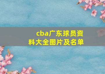 cba广东球员资料大全图片及名单