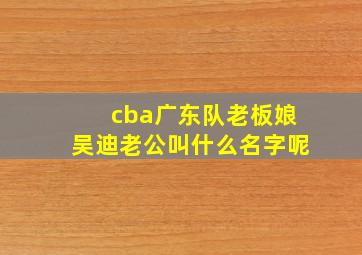 cba广东队老板娘吴迪老公叫什么名字呢