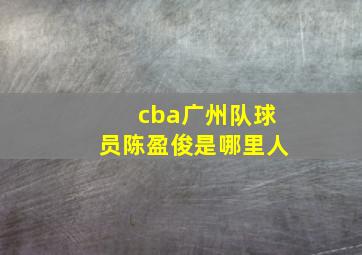 cba广州队球员陈盈俊是哪里人