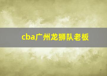 cba广州龙狮队老板