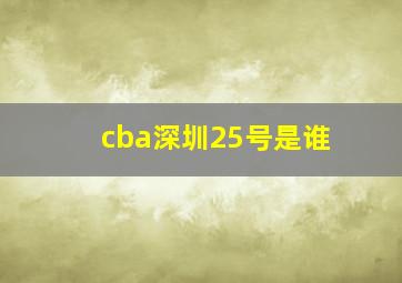 cba深圳25号是谁