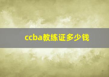 ccba教练证多少钱