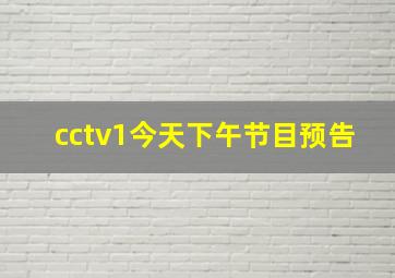 cctv1今天下午节目预告