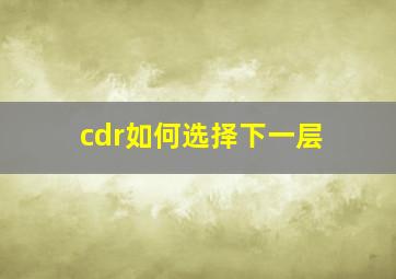 cdr如何选择下一层