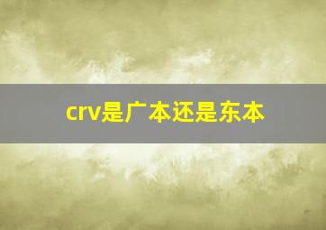 crv是广本还是东本