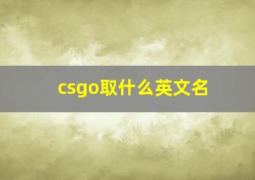 csgo取什么英文名