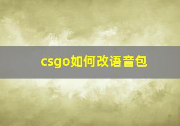 csgo如何改语音包