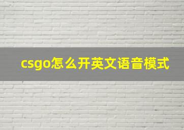 csgo怎么开英文语音模式