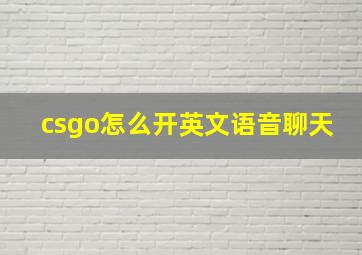 csgo怎么开英文语音聊天