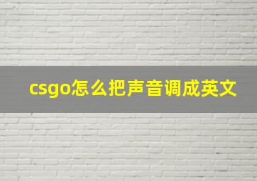 csgo怎么把声音调成英文