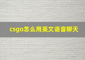 csgo怎么用英文语音聊天