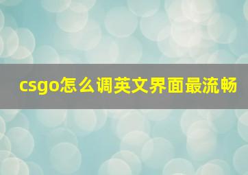 csgo怎么调英文界面最流畅