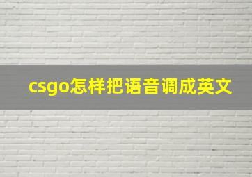 csgo怎样把语音调成英文